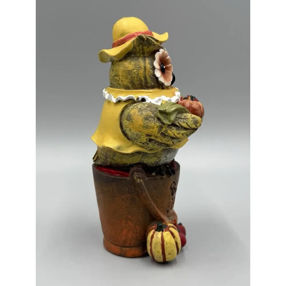 Vintage Owl Figurine Decor Fall Thanksgiving “Count Blessings” 5.5 Inch